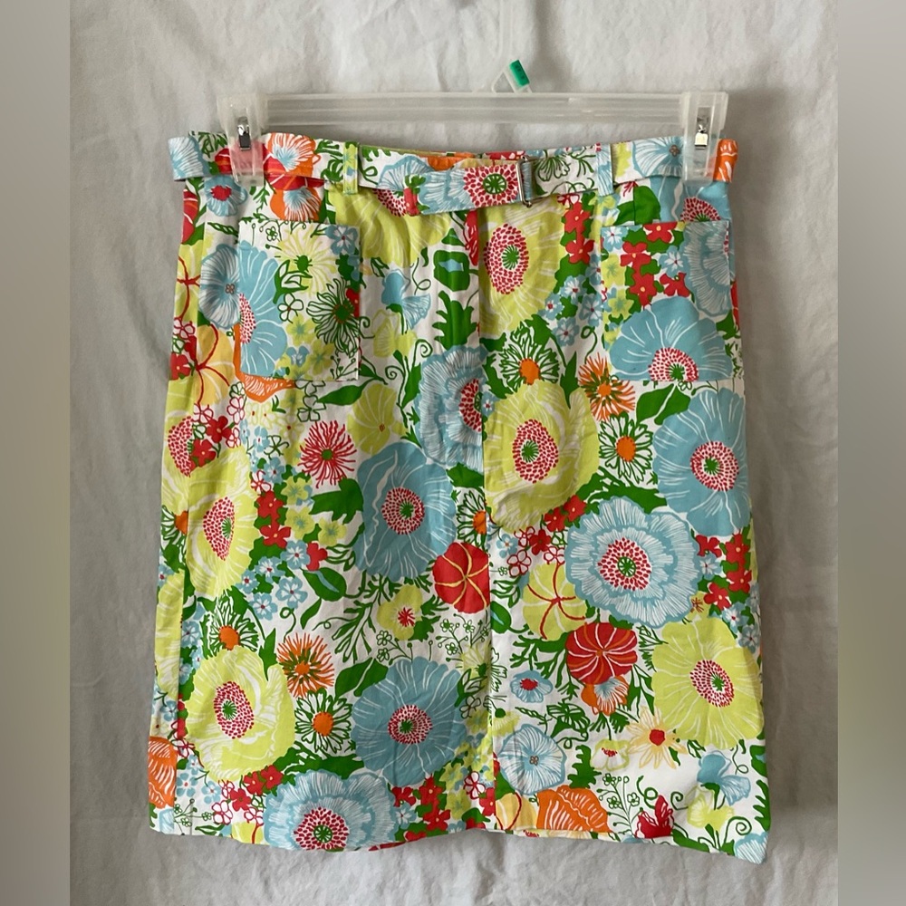 Talbots Floral Mini Skirt - Multicolor size 8 stretch belted golf
